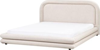 Beliani Eu Super King Size Bed 6ft Fabric Upholstery with Headboard and Slatted Bed Frame Bedroom Furniture Light Beige Lavardens