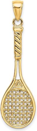 Diamond2Deal 14k Yellow Gold 3-D Polished Tennis Racquet Charm