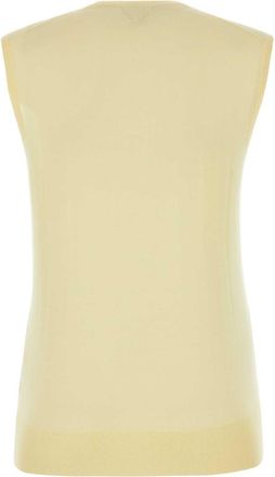 Bottega Veneta Womens Cashmere Tank Top Yellow Cotton Nylon Tops