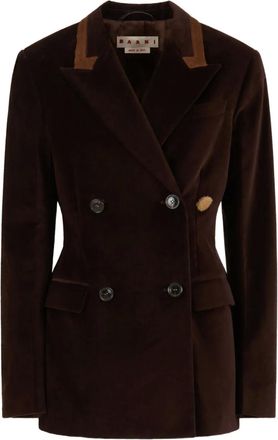 Marni velvet calf-hair collar blazer - Brown