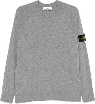 Stone Island Maglione 5100045 in lana con applicazione logo - Grigio
