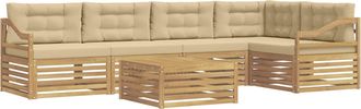 vidaXL Conjunto De Sof&aacute;s De Exterior 6 Uds. Y Beige Poli&eacute;ster Vidaxl