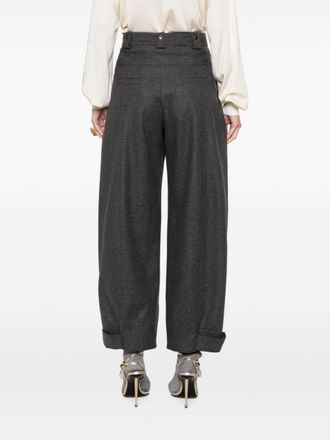 Chlo&eacute; Pleated High-Waisted Wool Trousers - Grey
