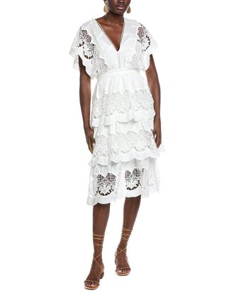 Farm Rio Farm Rio Off-White Richelier Midi Dress