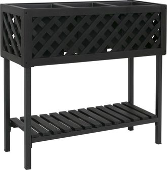 Hhg [nunca Usado] Jardinera Hhg-468, Maceta Para Flores Y Plantas, Para Interior Y Exterior, De Madera De Acacia Con Certificaci&oacute;n Mvg, 78 X 82 X 32 Cm, N