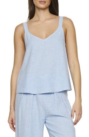Eberjey Linen Blend V-Neck Camisole in Gingham White/Summer at Nordstrom, Size X-Large
