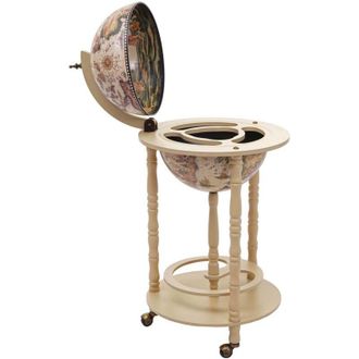 Hhg non utilizzato] Mini bar portabottiglie carrello con ruote mappamondo 522 beige
