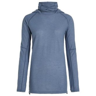 Icebreaker Merino 400 Realfleece Grid Blackridge Merinohoodie f&uuml;r Damen | grau/blau