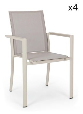 Konte Design Lote de 4 sillas de textileno de aluminio color topo