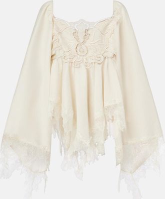 Blumarine Blusa con pizzo e ricamo
