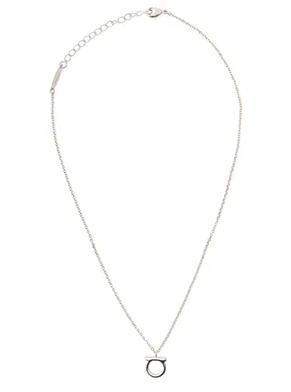 Ferragamo Gold Silver-Colored Necklace With Gancini