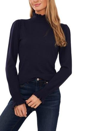 CeCe by Cynthia Steffe Ruffle Mock Neck Sweater in Classic Navy at Nordstrom Rack, Size Medium