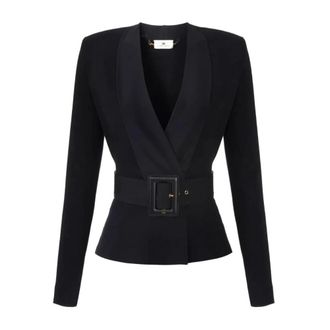 Elisabetta Franchi Blazers, female, Black, Size: S Belted Blazer Jacket