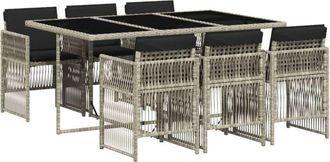 vidaXL Vidaxl - Set Comedor Jard&iacute;n 7 Pzas Y Cojines Rat&aacute;n Sint&eacute;tico Gris Claro