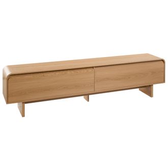 Beliani Mueble Tv Estilo Japandi De 2 Puertas Tablero De Part&iacute;culas Chapa De Papel Marr&oacute;n Claro Deloraine