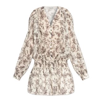 Golden Goose Shirt Dresses, female, Beige, Size: XS Patterned dress
