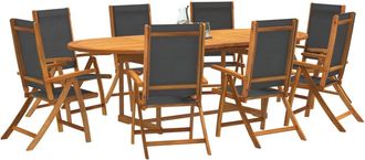 vidaXL Juego Comedor De Jard&iacute;n 9 Pzas Madera Maciza Acacia Y Textileno Vidaxl