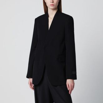 Maison Margiela Black collarless single-breasted blazer
