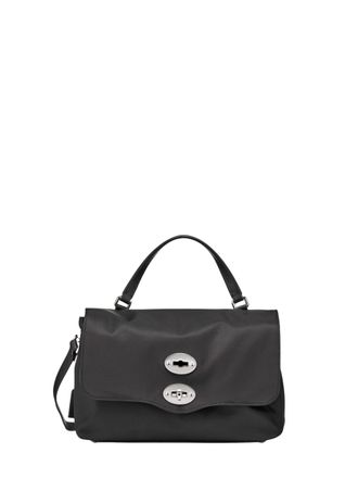 Zanellato Black Silver Turn-Lock Fabric Shoulder Bag