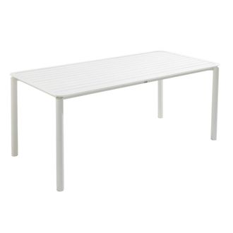 Oviala Mesa de jard&iacute;n rectangular de aluminio blanco