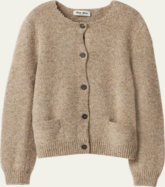Miu Miu Wool Distressed Scoop-Neck Cardigan