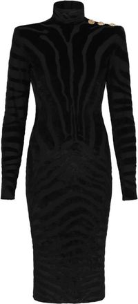 Balmain Korte Zebra Velvet Jurk - Dames - Korte kleedjes - Zwart - XS - Kleedjes