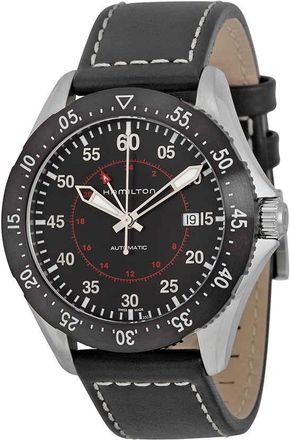 Hamilton Khaki Pilot GMT Black Dial Black Leather Mens Watch H76755735