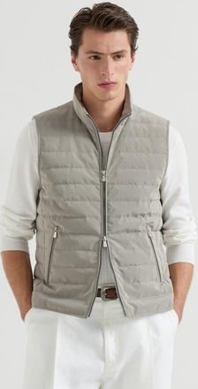 Brunello Cucinelli Nylon down vest in Khaki at Nordstrom, Size Xxx-Large Eu