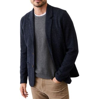 Marine Layer Pacifica Neppy Navy Stretch Herringbone Blazer in Dark Herringbone at Nordstrom, Size X-Large