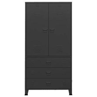 Berkfield Home Industrial Wardrobe Black 90x50x180 cm Metal | Size: 90 x 50 x 180 cm