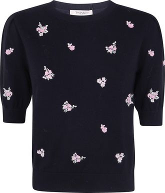 Twin-Set Sweater Short Sleeves Round Neck 262Tp3460 00006 Black