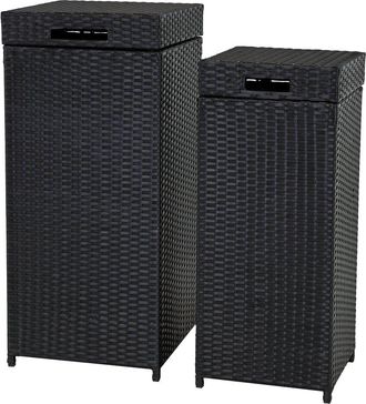 Sunnydaze Set Of 2 Wicker Indoor/Outdoor Trash Cans With Lids