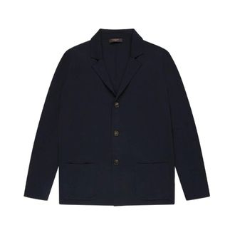 Zanone Blazers, male, Blue, Size: 2XL Slim fit cotton crepe jacket