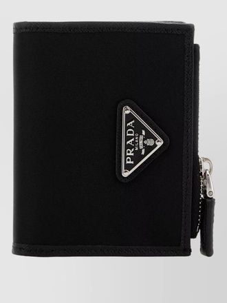 Prada canvas wallet zip around metal logo