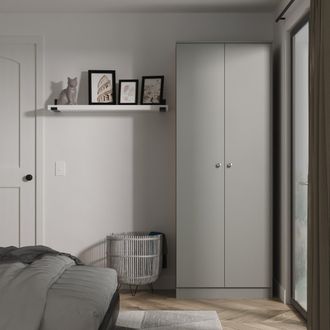 Lewis's Yarmouth Tall Plain Wardrobe in Uniform Grey & Dusk Grey - Ready Assembled - Lewiss Home | TJ Hughes