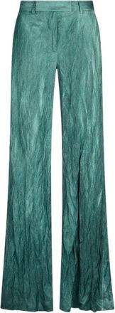 Roberto Cavalli Broek met kreukeltextuur - Dames - Wijde Broeken - Blauw - S - Katoen - Broeken