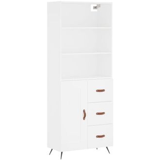 vidaXL Vidaxl - Aparador Alto Madera Contrachapada Blanco 69,5x34x180 Cm