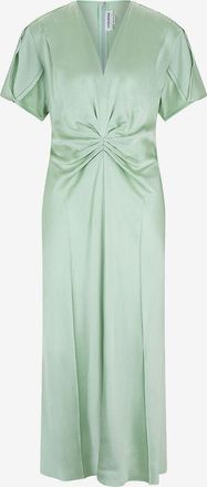 Victoria Beckham Midikleid aus Satin Gathered V-Neck