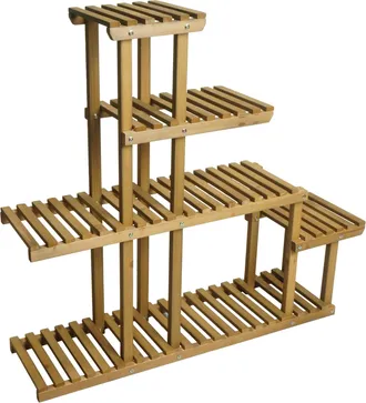 Hhg Estanter&iacute;a Para Plantas Hhg 490, Estanter&iacute;a Escalera Para Flores, 5 Estantes, 95x105x25cm Madera De Abeto Para Exteriores Mvg, Marr&oacute;n