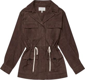 Munthe Su&egrave;de Leren Jas met Oversized Zakken - Dames - Zomerjassen - Bruin - S - Su&egrave;de - Jassen