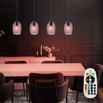 ETC Shop Faretto a sospensione a soffitto telecomando lampada a treccia lampada a sospensione nera dimmerabile in un set di lampadine led rgb