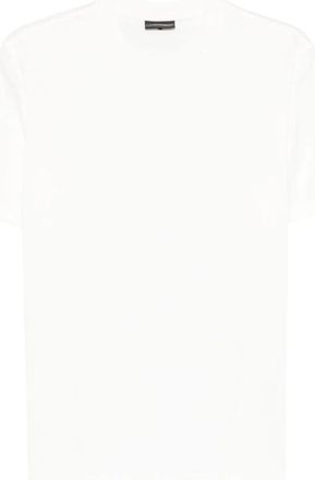 Emporio Armani T-shirt met ronde hals en geborduurd logo - Heren - T-shirts - Wit - 3XL - Katoen - Tops