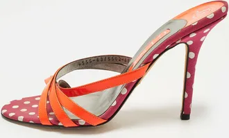 Gina Size 39.5 Red Patent Leather Criss-Cross Strap Slide Sandals