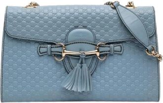 Gucci Pre-owned Cross Body Bags, female, Blue, Size: ONE SIZE Pre-owned Leather Cross Body Bag