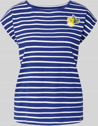 Jake*s T-Shirt mit Motiv-Stitching und Rundhalsausschnitt in Royal, Gr&ouml;&szlig;e 34