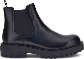 Prada Schoenen, Heren, Zwart, 40 1/2 EU, Leer, Elegante Leren Chelsea Boots met Rubberen Zolen