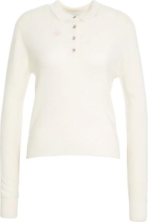 Kaos Kaos, Truien & Vesten, Dames, Wit, S, Stijlvolle Polo Kraag Gebreid Bianco