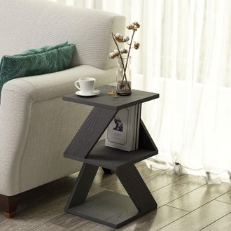 Dmora Mesa De Centro Serino, 2 Compartimentos, Rectangular, Tablero De Madera Noble, 30x30x54h Cm Negro