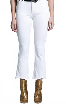 Q2 High Rise Basic Flared Jeans In White