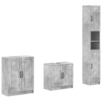 vidaXL Juego De Armarios De Ba&ntilde;o De 3 Piezas Utrecht Gris Hormig&oacute;n Vidaxl